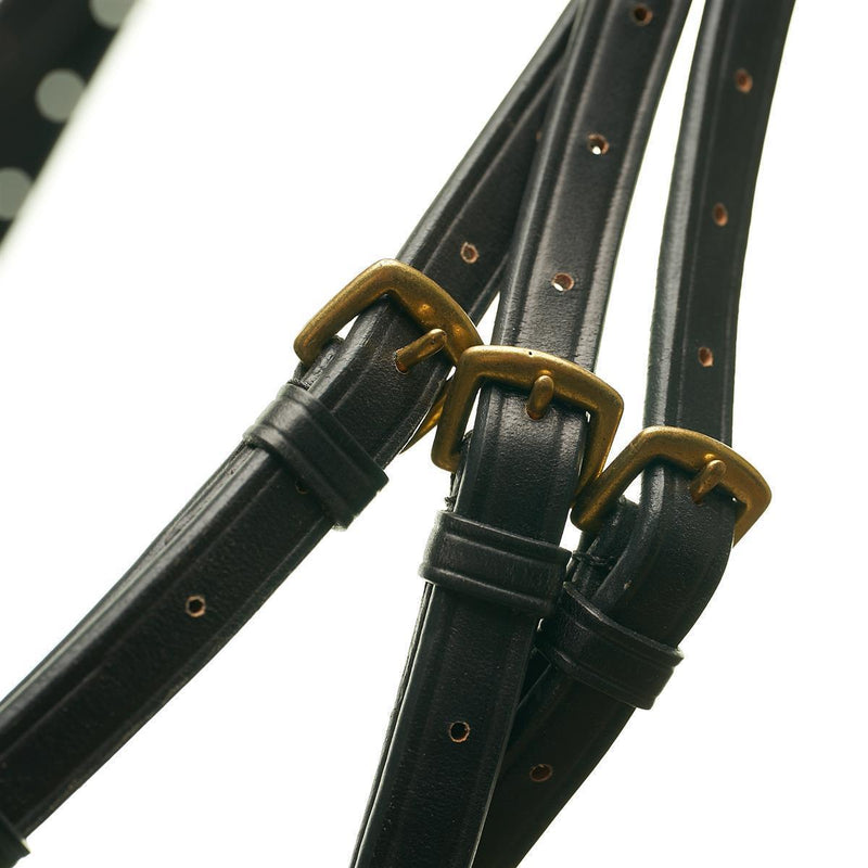 Horsecode Trense Pretty in Pink Kaltblut, schwarz braun Trensenzaum, goldene Schnallen mit Strass Steinen und Zügeln