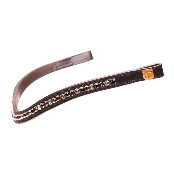 Horsecode Stirnriemen Soleste Diamond WB, dunkelbrauner Stirnriemen mit Strass für Pferde, Warmblut