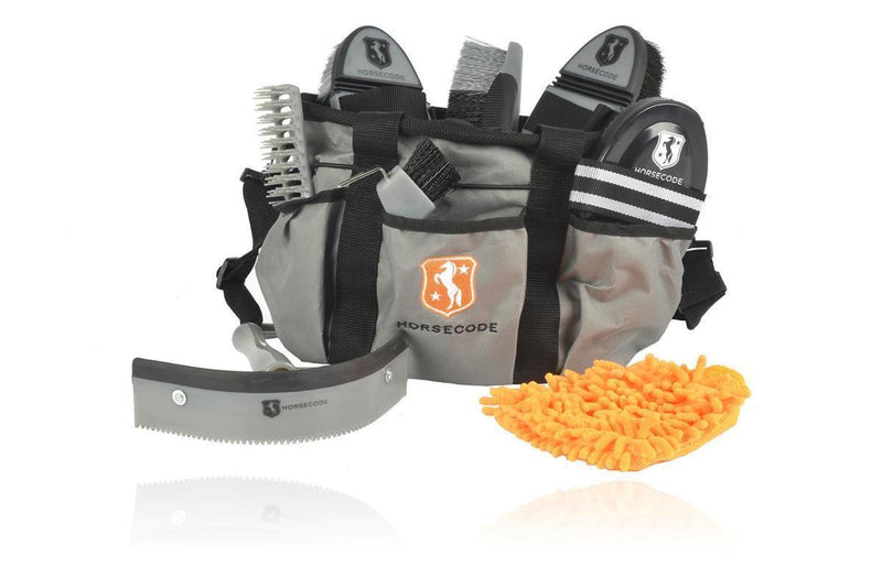 Horsecode Putztasche mit Inhalt Grau 10-teilig