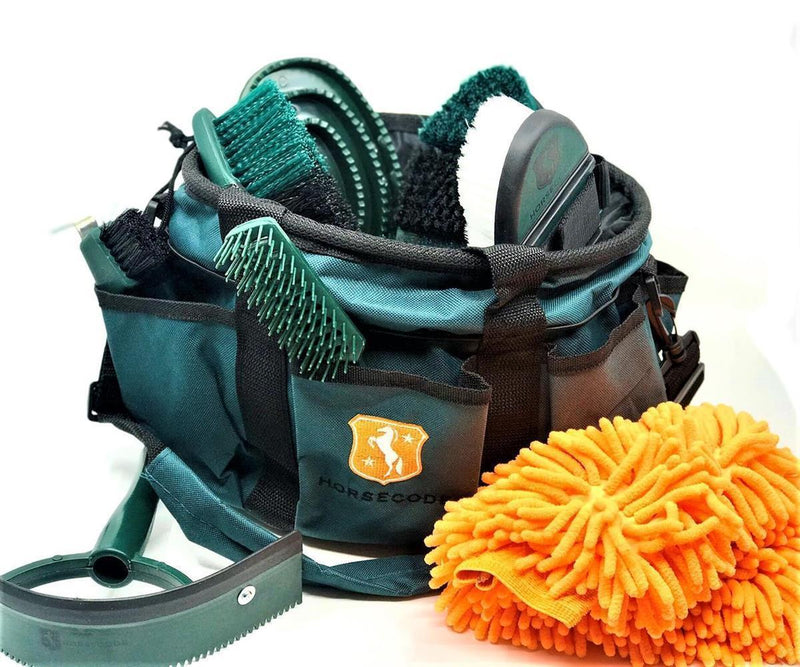 Horsecode Putztasche mit Inhalt 9-teilig Grün