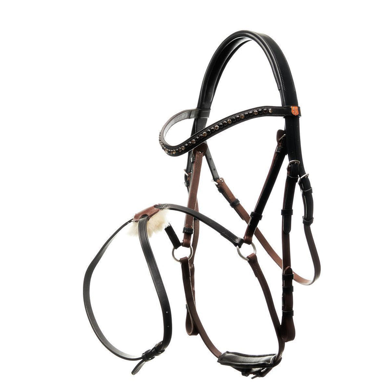 Horsecode trense Soleste Diamond M Warmblut, mexikanisches reithalfter, braune Trense mit Zügel