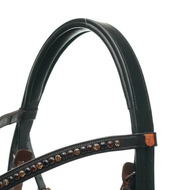 Horsecode trense Soleste Diamond M Warmblut, mexikanisches reithalfter, braune Trense mit Zügel