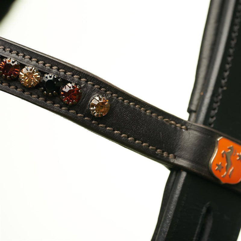 Horsecode trense Soleste Diamond M Warmblut, mexikanisches reithalfter, braune Trense mit Zügel